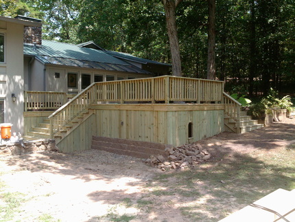 Deck with built-in Dog House
